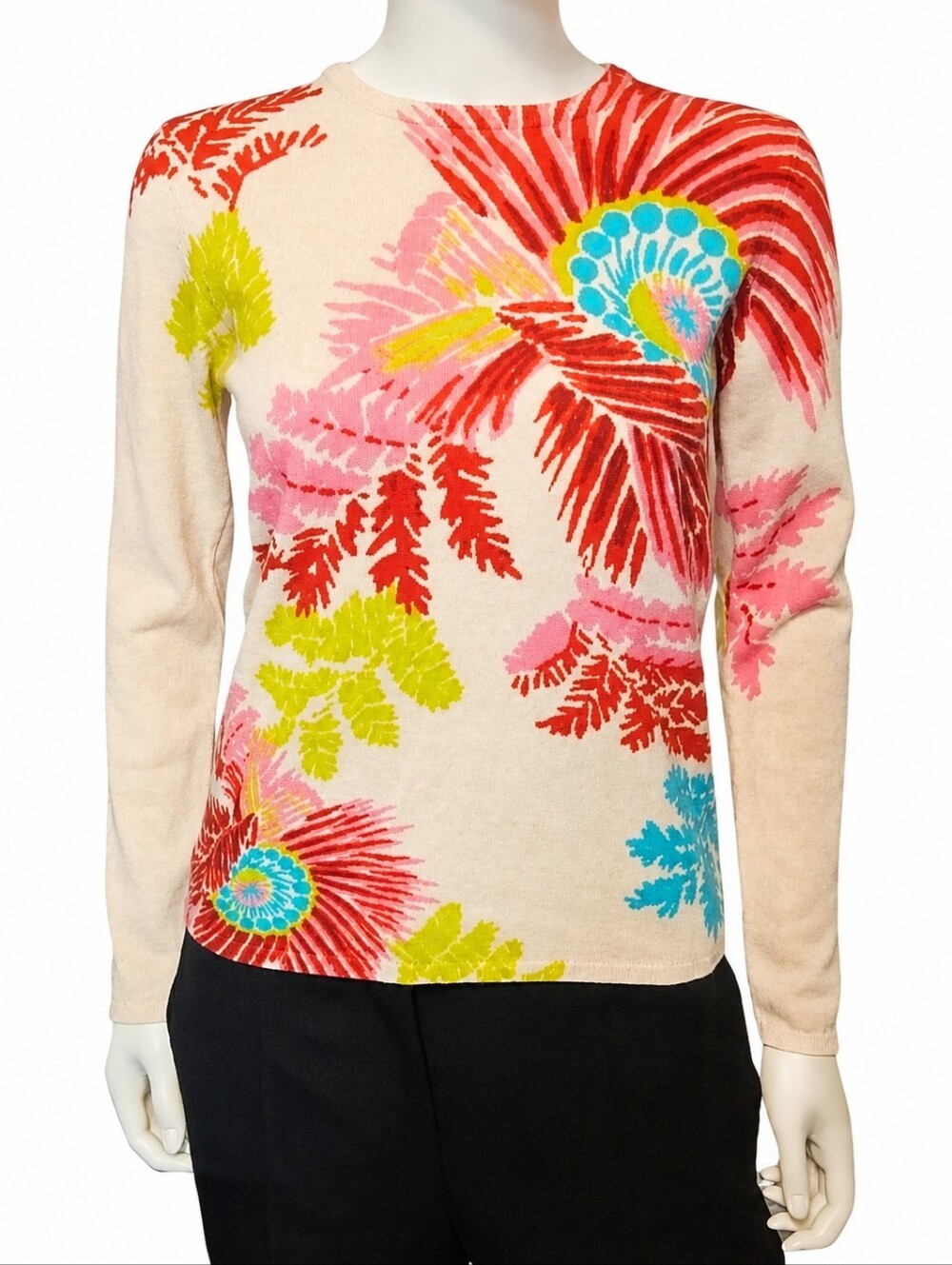 FRANCES VALENTINE | Angora-Blend Floral Sweater | Cream Multi | XS